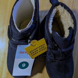 CAT & JACK MAGNUS NAVY BLUE TODDLER SIZE 9T ANKLE BOOTwith FAUX FUR LINING